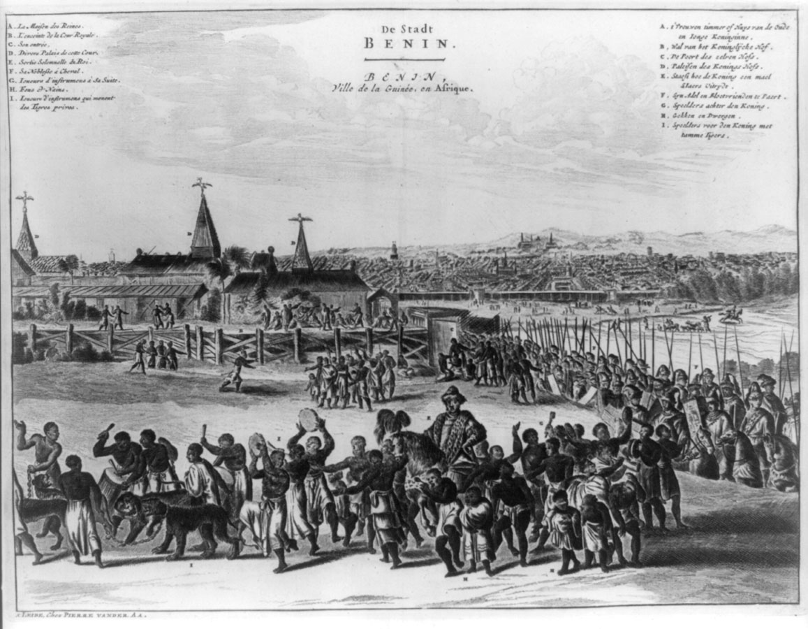 Old depiction of the capital of Benin from 1668. 