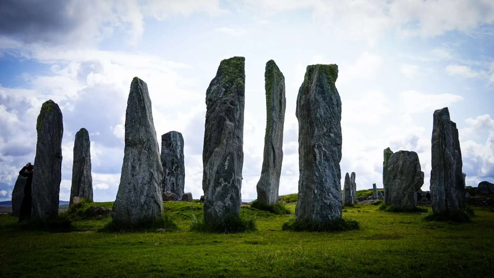 Tall Lewisian gneiss stones in the central circle at Callanish on the Isle of Lewis.