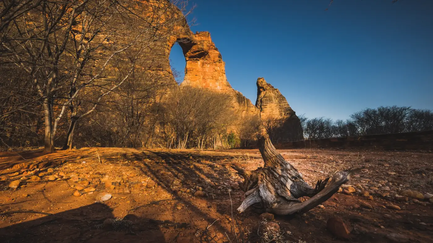 Natural rock arch called Pedra Furada in Serra da Capivara National Park, Brazil.